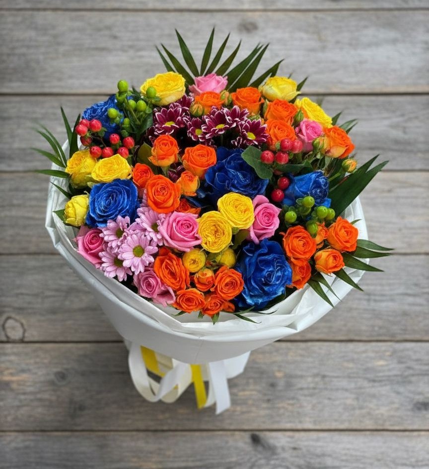 Букет цветов из: Розы и Хризантемы в Дубнево