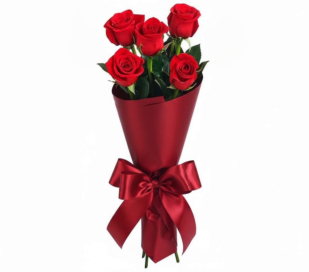 Букет 5 Красных роз Эдлесс Лав в Дубнево