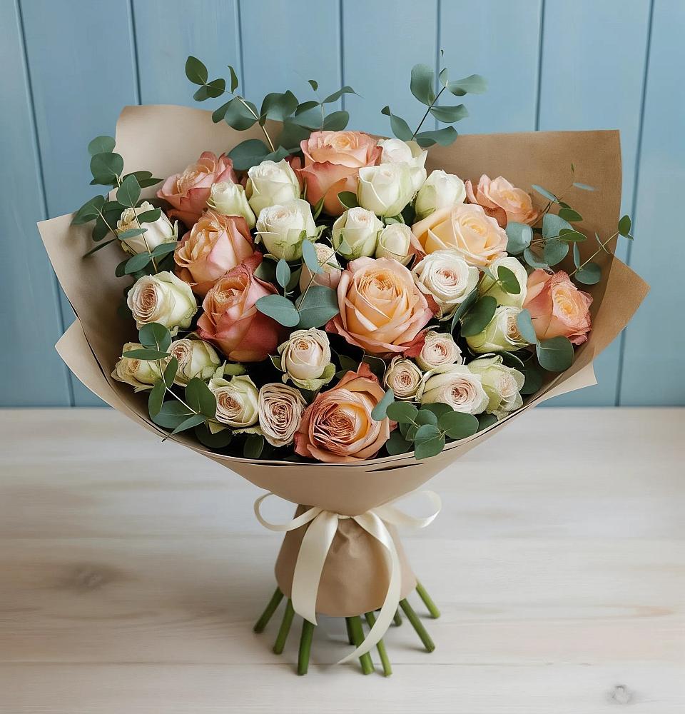 Букет цветов из: Альстромерии и Розы в Дубнево