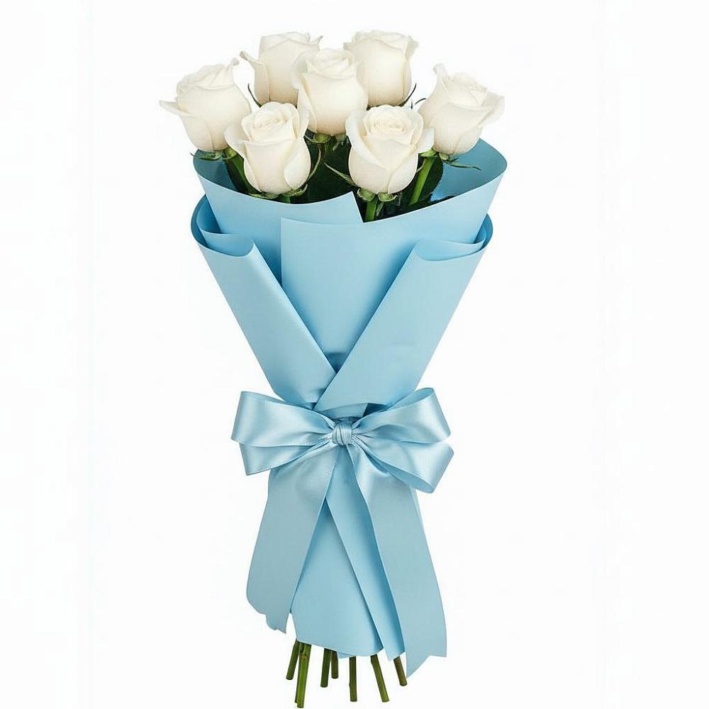 Букет 7 белых роз Проуд в Дубнево