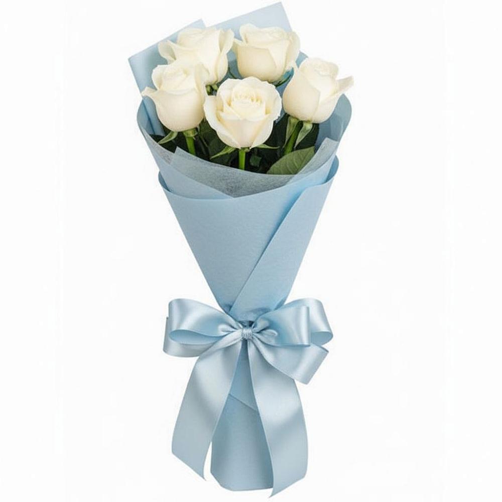 Букет 5 Белых роз Проуд в Дубнево