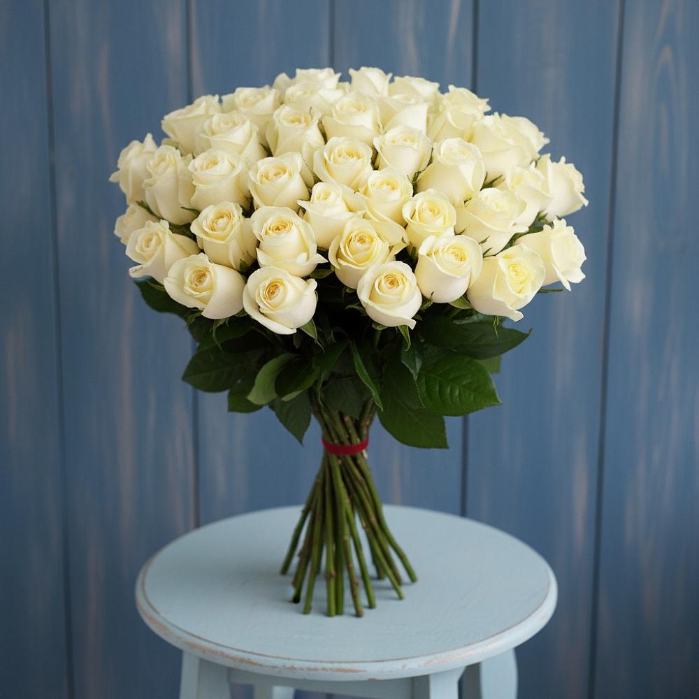 Букет 51 Белая роза Эдлесс Лав в Дубнево