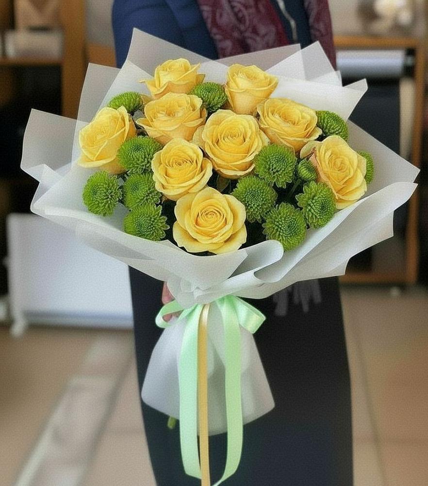 Букет цветов из: Хризантемы и Розы в Дубнево