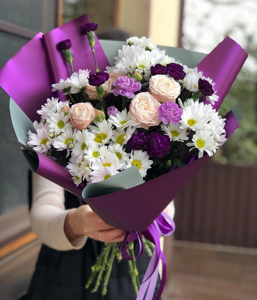 Букет цветов из: Хризантемы, Гвоздики и Розы в Дубнево