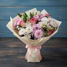 Букет цветов из:  Хризантемы, Альстромерии и Розы #REPLACE_PRED# Дубнево