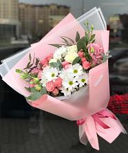 Букет цветов из:  Розы, Лизиантусы и Хризантемы в Дубнево
