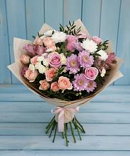 Букет цветов из:  Хризантемы, Розы и Альстромерии в Дубнево