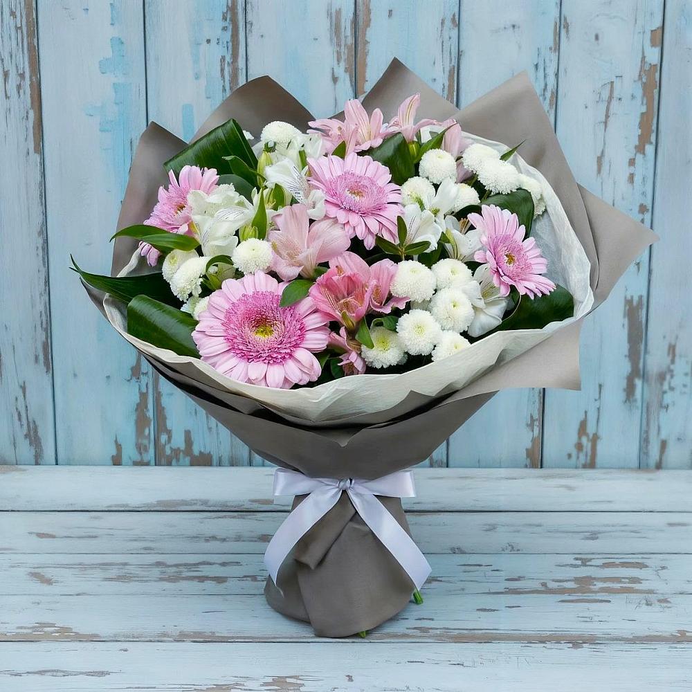 Букет цветов из: Герберы, Альстромерии и Хризантемы в Дубнево
